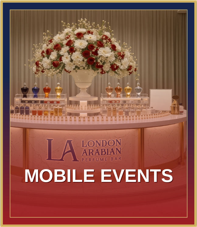 Mobile perfume bar set up at a private event by La Scent